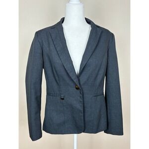 Emily Womens Blazer Jacket Dark Gray One Button Office Career Size 8